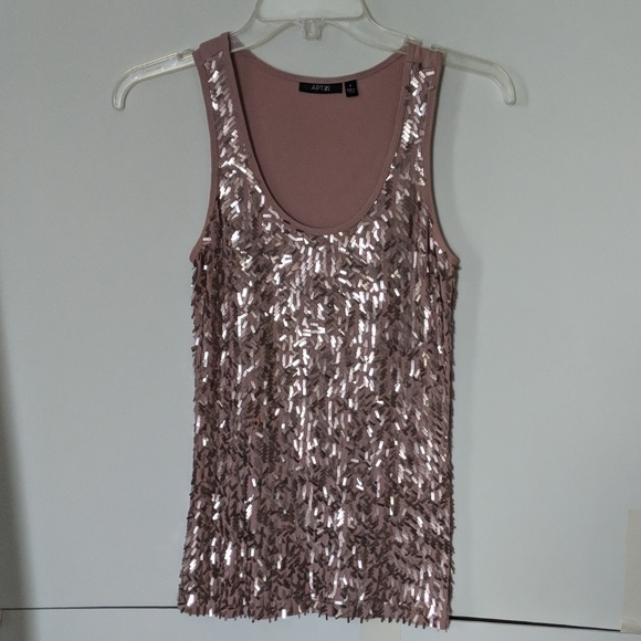 CHRISTMAS CLEARANCE!!! Apt 9 dusty pink sequined front tank top - Picture 5 of 8